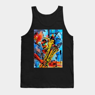 Saxophone Player Music Jazz Blues Abstract Art Tank Top